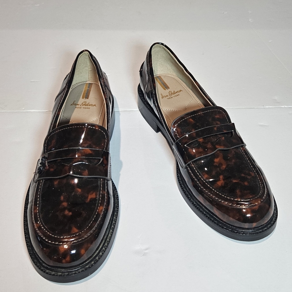 Sam Edelman Colin Preppy Penny Loafers Womens Sz 8.5 Tortoiseshell-Print Career - Picture 8 of 12
